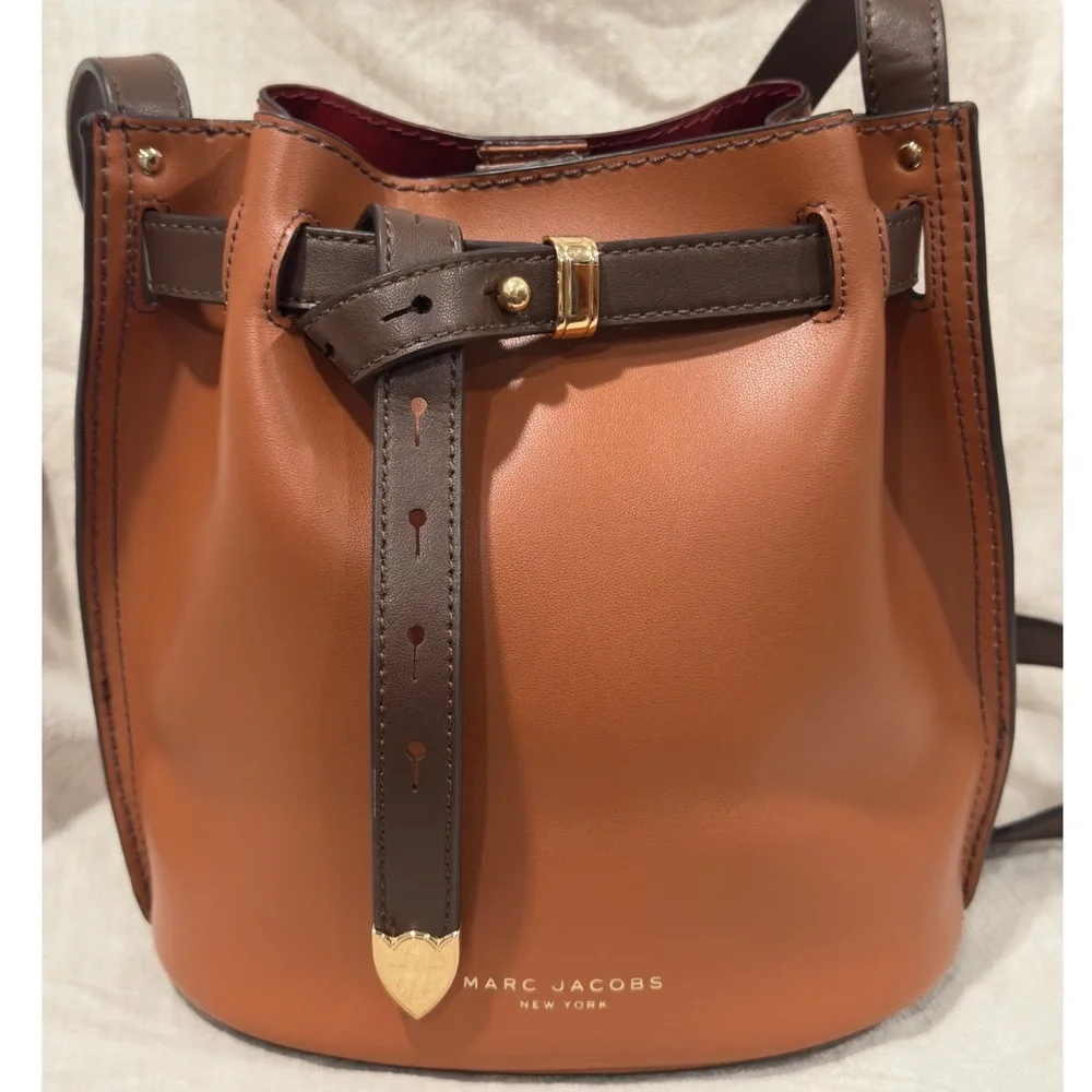 Marc Jacobs Renegade Color Blocked Brown Leather Bucket‎ Bag Crossbody
